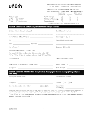 Voluntary Life and Long Term Care Insurance Application