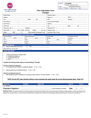 Prior Authorization Form for Thyrogen