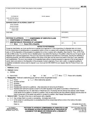 Minor's Compromise Petition Form
