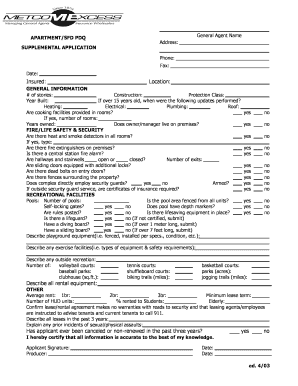 Supplemental Application for Apartment/SFD PDQ