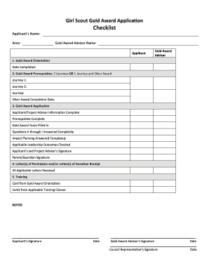Girl Scout Gold Award Application