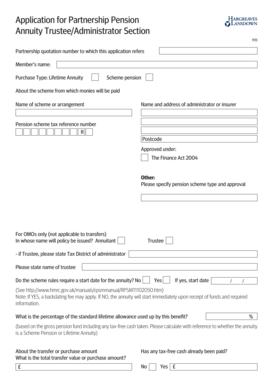 Partnership Pension Annuity Application