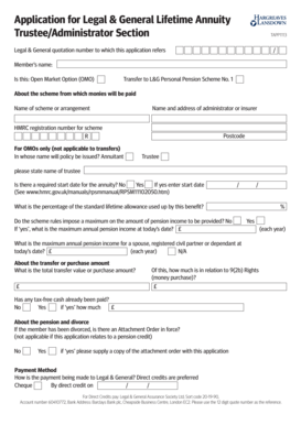 Application for Legal & General Lifetime Annuity