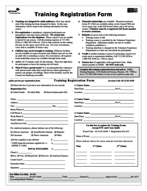 Girl Scout Training Registration Form