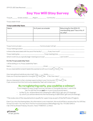 Girl Scouts Spring Reregistration Form