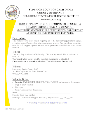 California Support Arrears Hearing Request Form