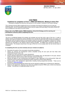 UCD PMDS Self-Reflection and Action Plan Form