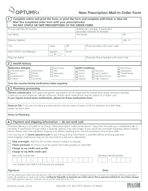 OptumRx New Prescription Mail-In Order Form