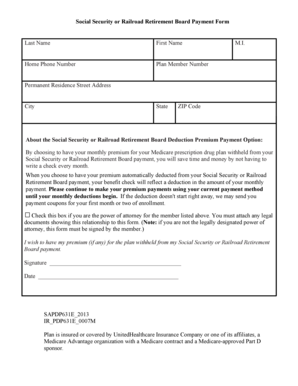 Social Security or Railroad Retirement Board Payment Form