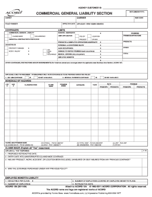Commercial General Liability Insurance Application