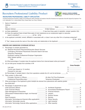 Recruiters Professional Liability Application