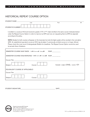 VCU Repeat Course Option Form