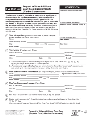 Request to Waive Additional Court Fees