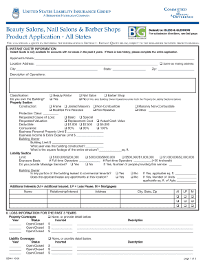 Beauty Salon Insurance Application Form