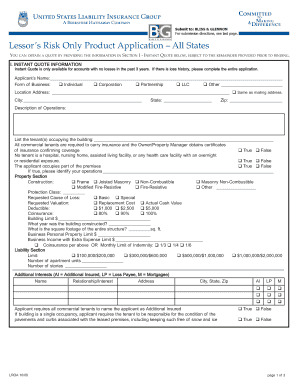 Lessor's Risk Only Product Application