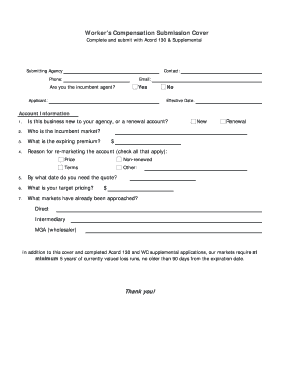 Workers Compensation Submission Cover