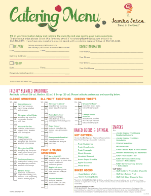 Jamba Juice Catering Menu Form