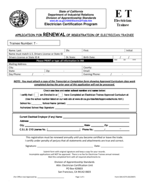 California Electrician Trainee Registration Renewal
