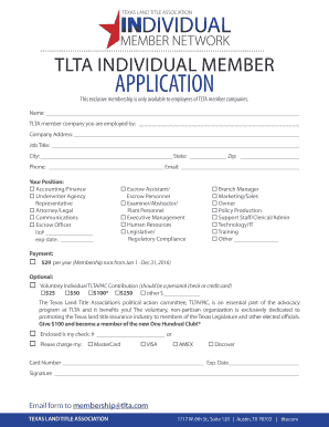 TLTA Individual Member Application