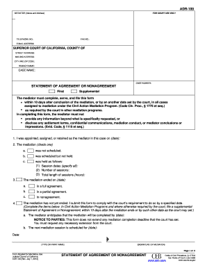 California Statement of Agreement or Nonagreement