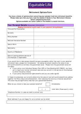 Retirement Options Form