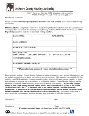 Section 8 Landlord Direct Deposit Form
