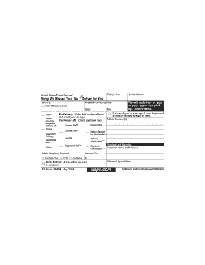 USPS Delivery Notice Form