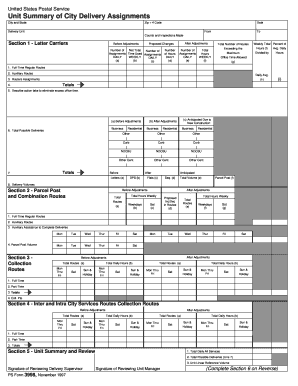 USPS City Delivery Assignments Form