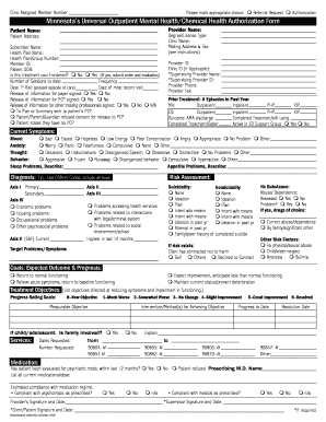 Minnesota Universal Outpatient Mental Health Authorization Form