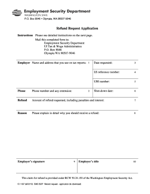 Washington Refund Request Application