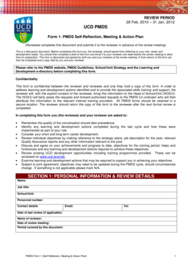 UCD PMDS Self-Reflection and Action Plan