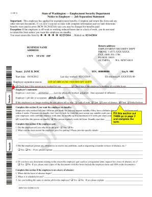 Washington Job Separation Statement