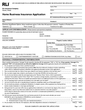 RLI Home Business Insurance Application