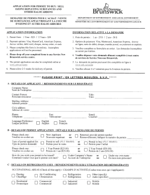Permit Application for Ozone Depleting Substances