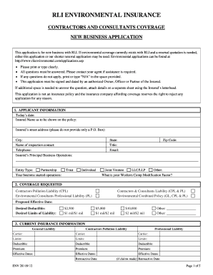RLI Environmental Insurance Application