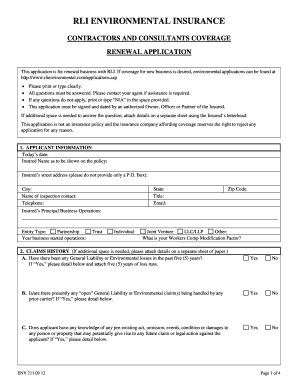 RLI Environmental Insurance Renewal Application
