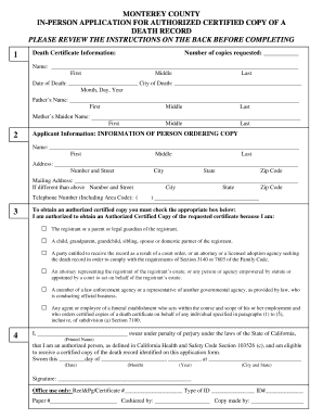 California Death Record Application