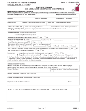 Accelerated Benefit Living Benefit Option Claim Form