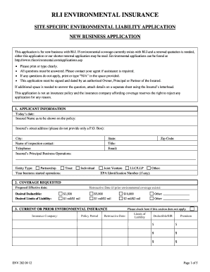 RLI Environmental Insurance Application