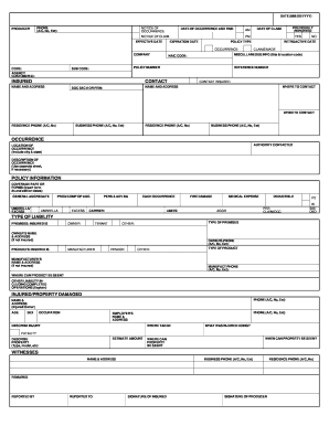 General Liability Notice of Occurrence/Claim