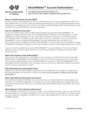 BenefitWallet HSA Account Authorization Form