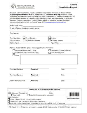 Arizona Cancellation Request Form