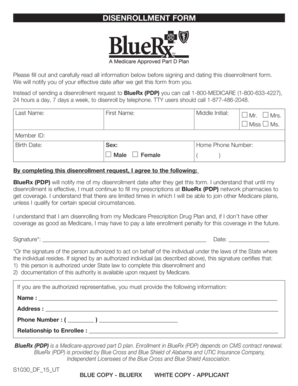 Medicare Prescription Drug Plan Disenrollment Form