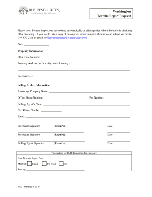 Washington Termite Report Request Form