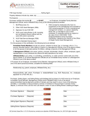 FHA Conflict of Interest Certification