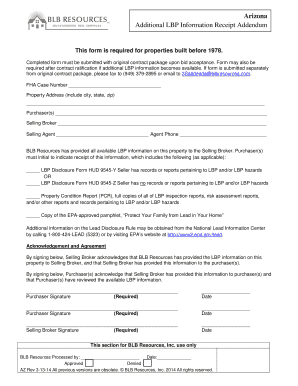 Arizona Lead-Based Paint Disclosure Addendum