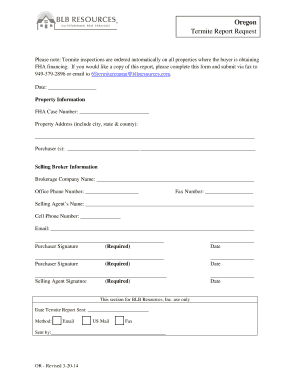 Oregon Termite Report Request Form