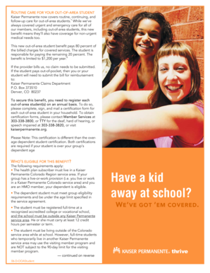 Kaiser Permanente Out-of-Area Student Benefit Certification Form
