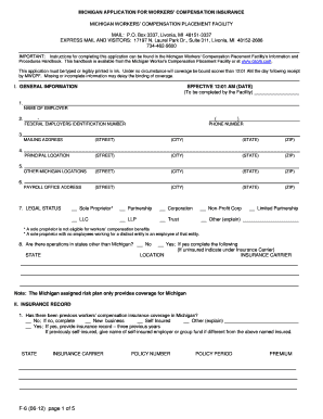 Michigan Application for Workers’ Compensation Insurance