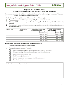 Interjurisdictional Support Order Request Form
